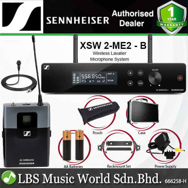 Sennheiser XSW 2-ME2 Wireless Microphone System with ME 2 Lavalier Mic, SK-SXW Bodypack Transmitter and EM-XSW 2 Receiver (XSW2ME2)