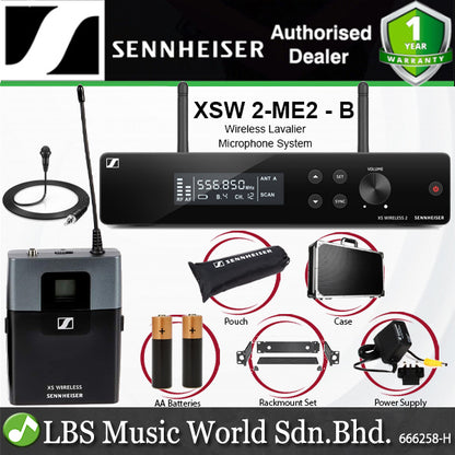 Sennheiser XSW 2-ME2 Wireless Microphone System with ME 2 Lavalier Mic, SK-SXW Bodypack Transmitter and EM-XSW 2 Receiver (XSW2ME2)