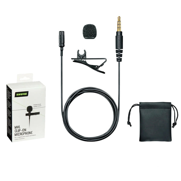 Shure MVL 3.5MM Unidirectional Mic Lavalier Condenser Microphone for Smartphone or Tablet