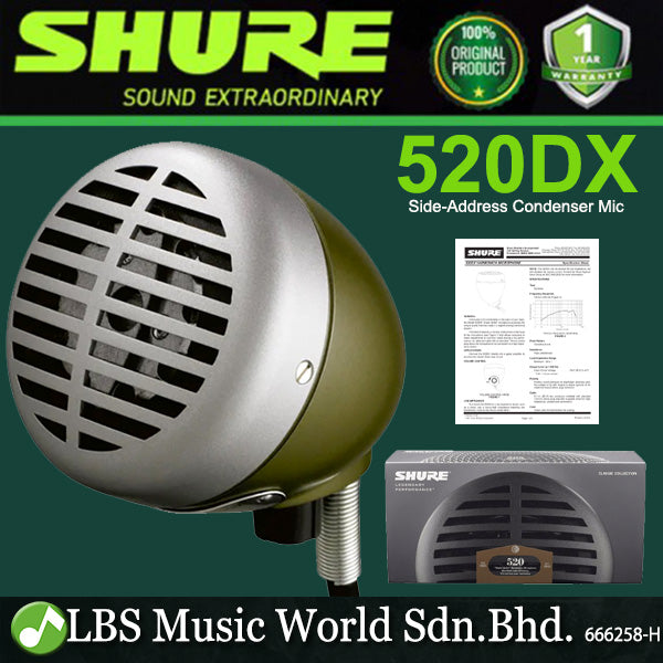 Shure 520DX Bullet Green Dynamic Microphone for Harmonica Wired