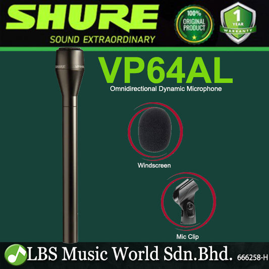 Shure VP64AL Omnidirectional Dynamic Microphone with Extended Handle for Interviewing