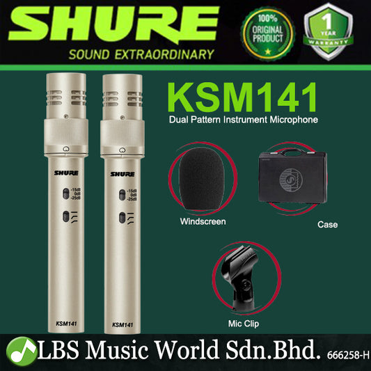 Shure KSM141 Dual Pattern Instrument Microphone Small Diaphragm Condenser Mic - Pair