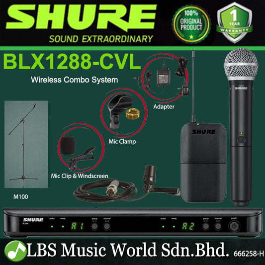 Shure BLX1288/CVL Wireless Combo System with PG58 Handheld and CVL Lavalier Microphones (BLX1288CVL BLX1288 CVL)