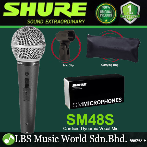 Shure SM48 Cardioid Dynamic Handheld Mic Vocal Microphone with Built-in Pop Filter