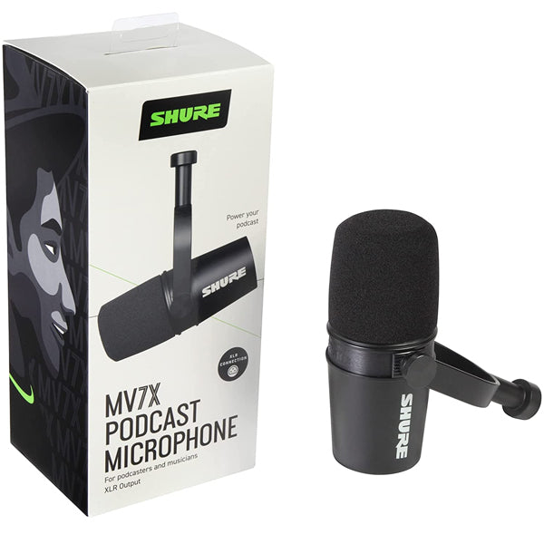 Shure MV7X XLR Dynamic Cardioid Podcast Microphone with Voice Isolation Mic Technology (MV7 X)
