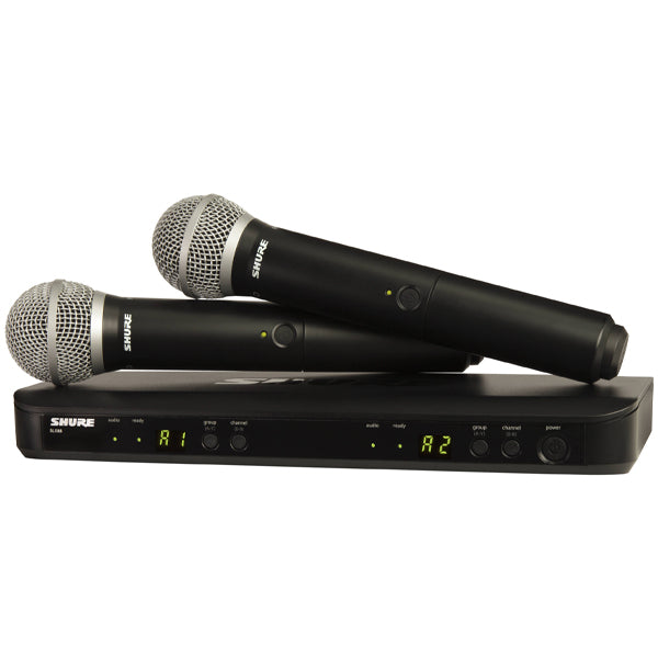Shure BLX288/PG58 Wireless Dual Vocal System with two PG58 Handheld Microphone Transmitters (BLX288 PG58)