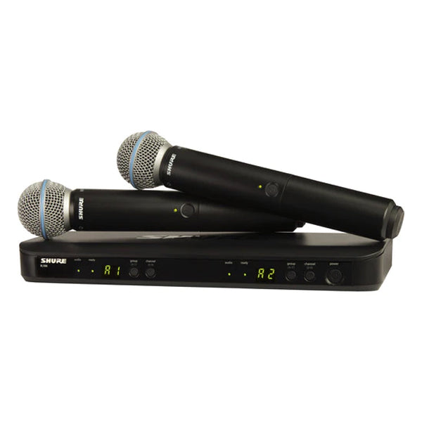 Shure BLX288-B58 Wireless Dual Vocal System with Two Beta 58A Handheld Microphone Transmitter (BLX288B58 BLX288 B58)