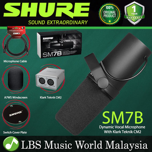 Shure SM7B Cardioid Dynamic Vocal Microphone with XRL Output and Mic Cable