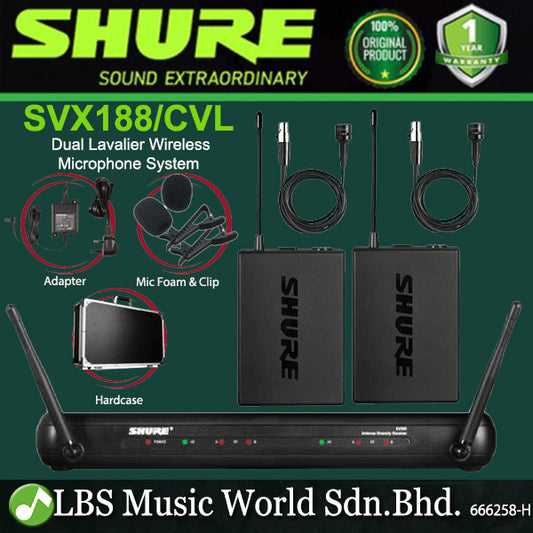Shure SVX188/CVL Dual Lavalier Wireless Microphone System with CVL Centraverse Lavalier Condenser Mic (SVX188 CVL)