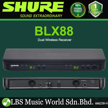 Shure BLX88 Dual Wireless Mic Receiver for BLX Wireless Microphone System