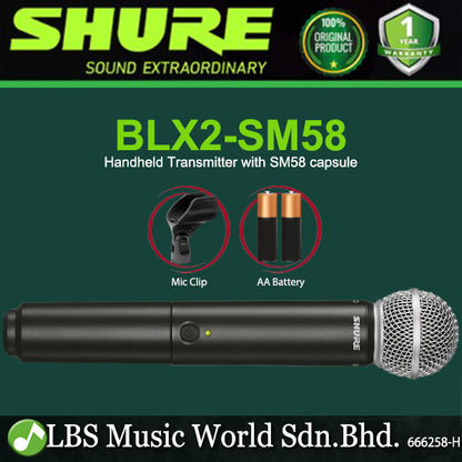 Shure BLX2/SM58 Wireless Handheld Microphone Transmitter with SM58 Mic Capsule (BLX2 SM58)