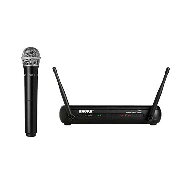 Shure SVX24/PG28 Handheld Wireless Mic Vocal System SVX4 Receiver, and SVX2 Handheld Transmitter with PG28 Microphone (SVX24)