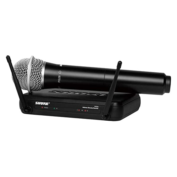Shure SVX24/PG28 Handheld Wireless Mic Vocal System SVX4 Receiver, and SVX2 Handheld Transmitter with PG28 Microphone (SVX24)