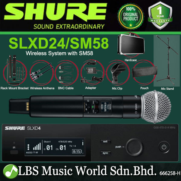 Shure SLXD24/SM58 Wireless System with SM58 Handheld Transmitter Microphone (SLXD24 SM58)