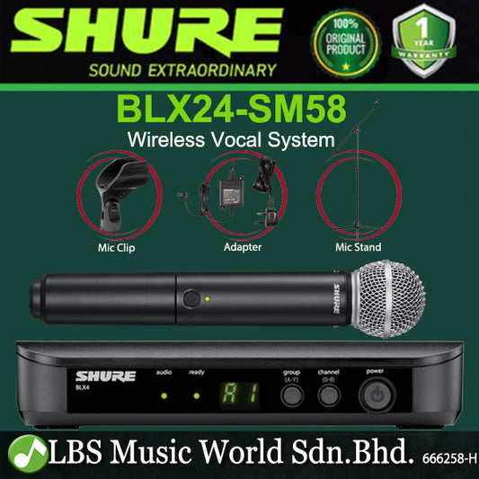 Shure BLX24/SM58 Wireless Handheld Microphone Vocal System with BLX4 Receiver and BLX2/SM58 handheld Mic (BLX24 SM58)