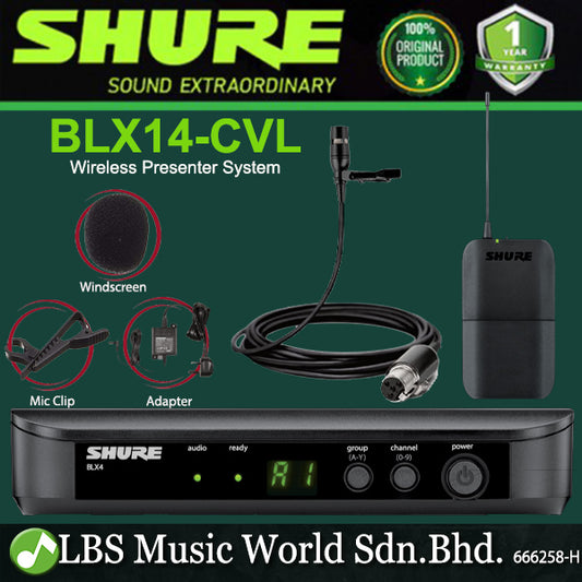 Shure BLX14/CVL Wireless Presenter Mic System with CVL Lavalier Microphone, BLX4 Receiver and BLX1 Bodypack Transmitter (BLX14 CVL)