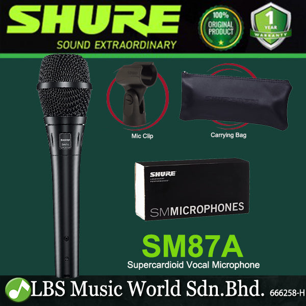 Shure SM87A Supercardioid Handheld Condenser Mic Vocal Microphone with Built in Wind and Pop Filter (SM87 A)