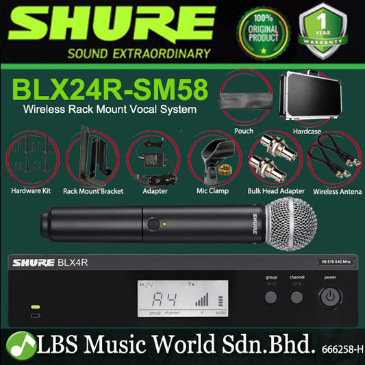 Shure BLX24R/SM58 Wireless Rack Mount Vocal System with BLX4R Wireless Transmitter and BLX2/SM58 Handheld Mic (BLX24R SM58)