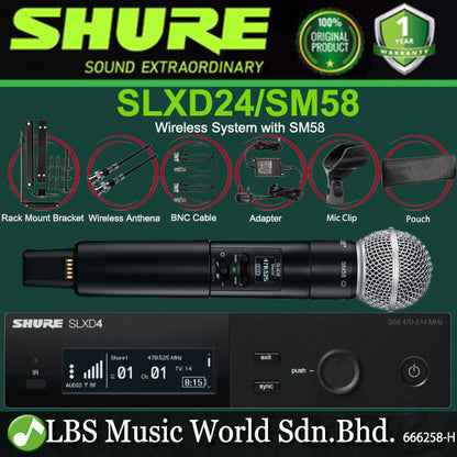 Shure SLXD24/SM58 Wireless System with SM58 Handheld Transmitter Microphone (SLXD24 SM58)