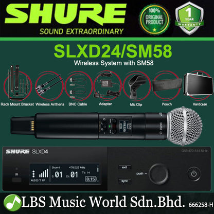 Shure SLXD24/SM58 Wireless System with SM58 Handheld Transmitter Microphone (SLXD24 SM58)