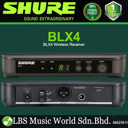 Shure BLX4 Single Channel Wireless Mic Receiver for BLX Microphone Wireless System