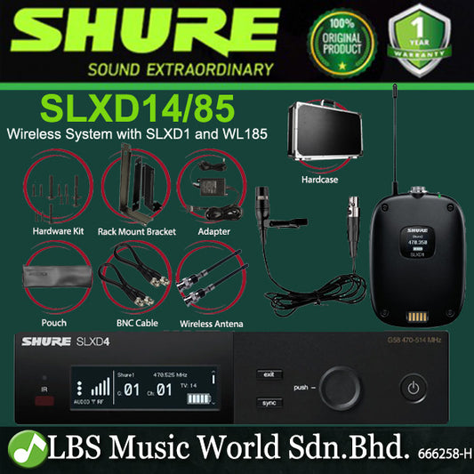 Shure SLXD14/85 Wireless Mic System with SLXD1 Bodypack Transmitter and WL185 Lavalier Microphone (SLXD14 85)