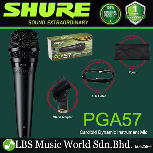 Shure PGA57 Cardioid Dynamic Instrument Microphone with Mic Stand Adapter and Pouch