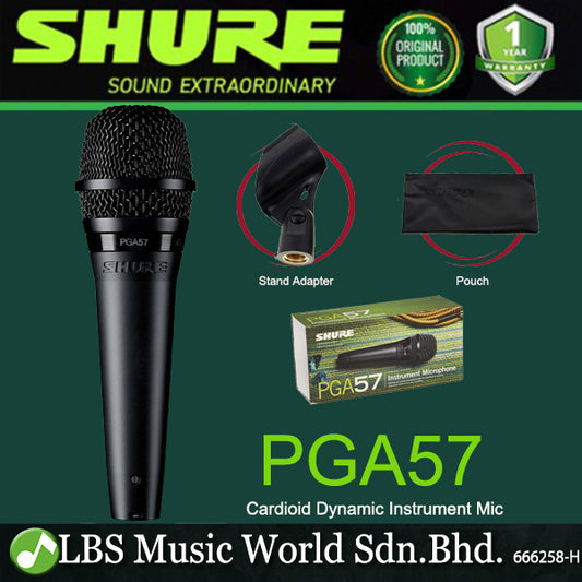 Shure PGA57 Cardioid Dynamic Instrument Microphone with Mic Stand Adapter and Pouch