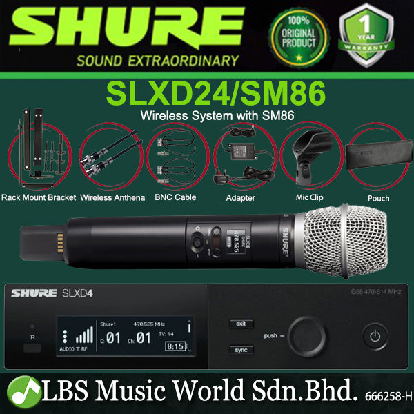 Shure SLXD24/SM86 Digital Wireless Microphone System with SM86 Handheld Transmitter Mic (SLXD24)