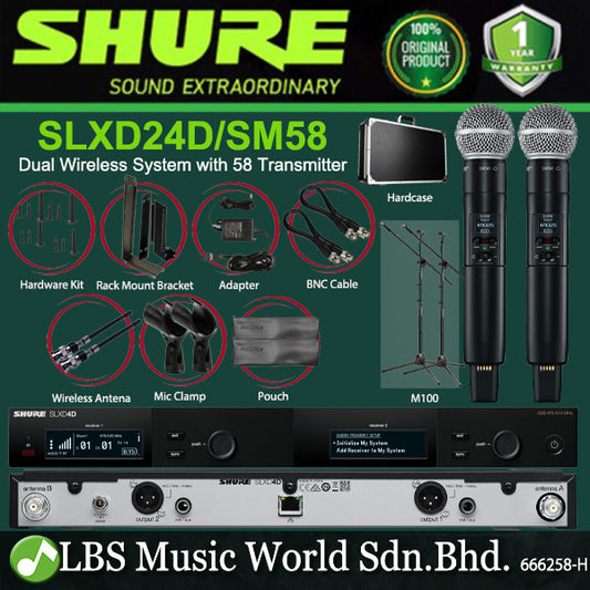 Shure SLXD24D/SM58 Dual Wireless Mic System with 2 SLXD2/58 Handheld Microphone Transmitters (SLXD24D SM58)