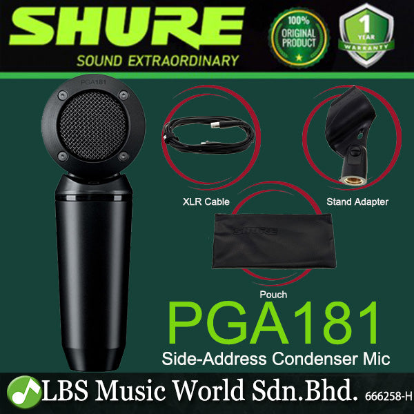 Shure PGA181 Side-Address Cardioid Condenser Microphone with Zipper Mic Pouch