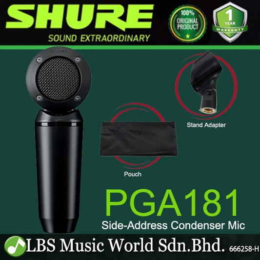 Shure PGA181 Side-Address Cardioid Condenser Microphone with Zipper Mic Pouch