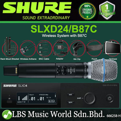 Shure SLXD24/B87C Digital Wireless Microphone System with Beta 87C Handheld Transmitter Mic (SLXD24 B87C)
