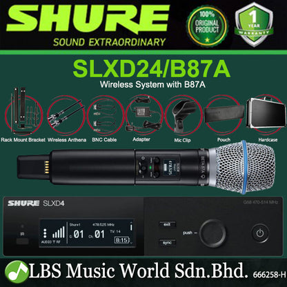 Shure SLXD24/B87A Digital Wireless Microphone System with Beta 87A Handheld Transmitter Mic (SLXD24 B87A)