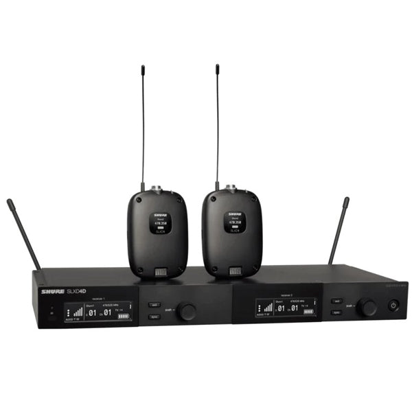 Shure SLXD14DA Dual Wireless Mic System with Two SLXD1 Bodypack Transmitters for Lavalier Microphone