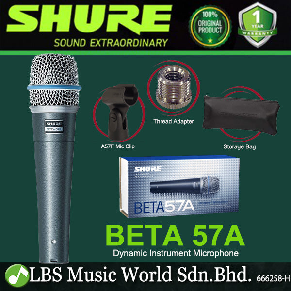 Shure Beta 57A Supercardioid Dynamic Mic Instrument Microphone