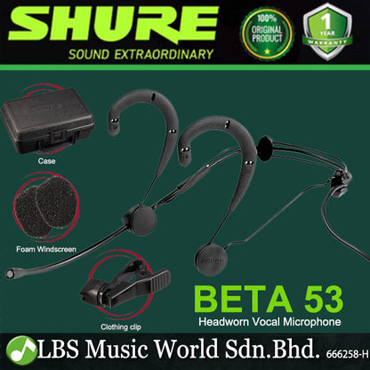 Shure BETA 53 Omnidirectional Mic Headworn Condenser Vocal Microphone