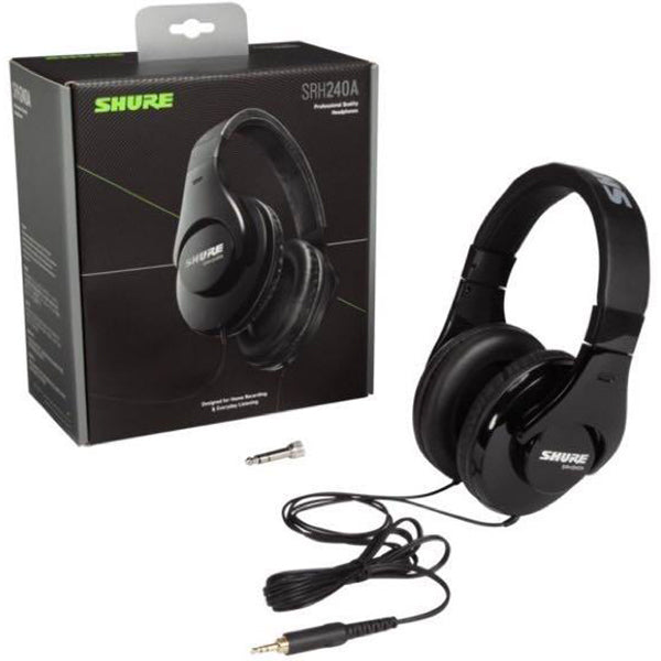 Shure SRH240A Closed Back Professional Monitor Headphones with Full Bass (SRH240 A)