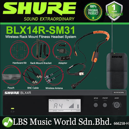 Shure BLX14R/SM31 Wireless Rack Mount Fitness SM31FH Headset Microphone System (BLX14R SM31)