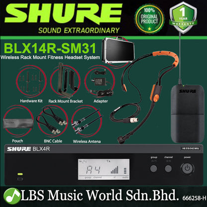Shure BLX14R/SM31 Wireless Rack Mount Fitness SM31FH Headset Microphone System (BLX14R SM31)