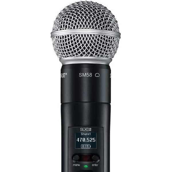 Shure SLXD2/SM58 Digital Wireless Handheld Microphone Transmitter with SM58 Interchangeable Mic Capsule (SLXD2 SM58)