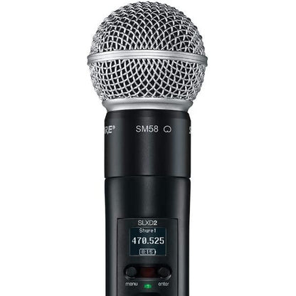 Shure SLXD2/SM58 Digital Wireless Handheld Microphone Transmitter with SM58 Interchangeable Mic Capsule (SLXD2 SM58)