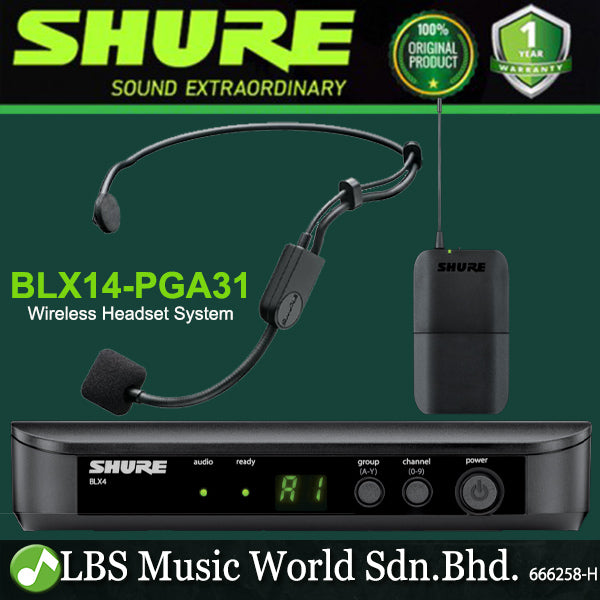 Shure BLX14/PGA31 Headset Wireless Microphone System with PGA31 Cardioid Condenser Headworn Mic (BLX14)