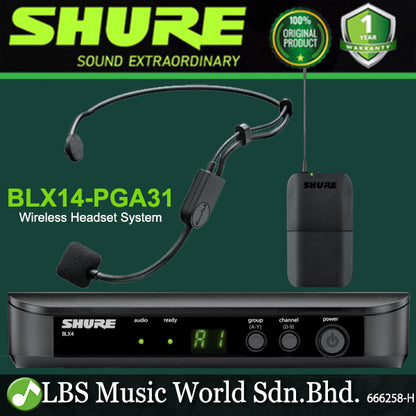 Shure BLX14/PGA31 Headset Wireless Microphone System with PGA31 Cardioid Condenser Headworn Mic (BLX14)