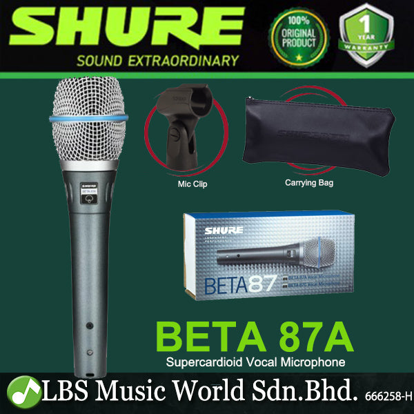 Shure Beta 87A Supercardioid Condenser Handheld Microphone Vocal Mic (Beta 87 A)