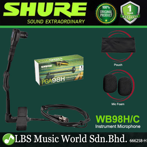 Shure WB98H/C Cardioid Clip On Instrument Microphone with TA4F connector for Shure Wireless Mic Beta 98