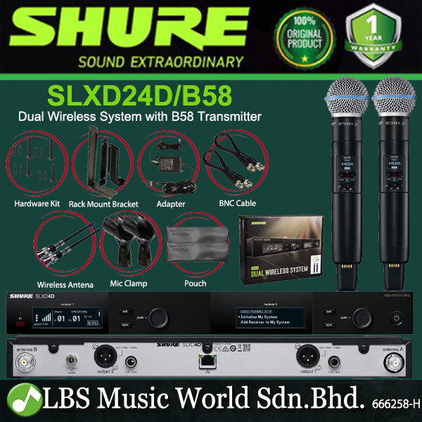 Shure SLXD24D/B58 Dual Wireless Microphone System with 2 SLXD2/B58 Handheld Mic (SLXD24D BETA 58)
