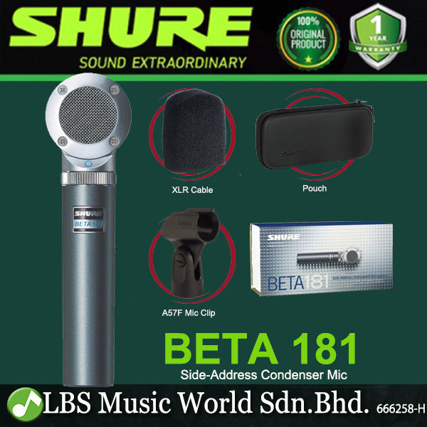 Shure BETA 181 Small Diaphragm Side Address Condenser Microphone with Interchangeable Mic Capsules and Case