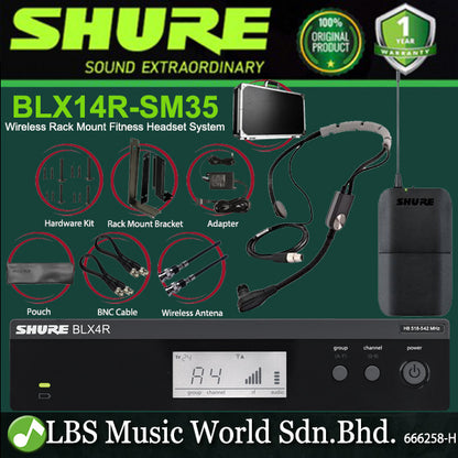 Shure BLX14R/SM35 Wireless Rack Mount SM35 Headset Cardioid Condenser Microphone System (BLX14R SM35)