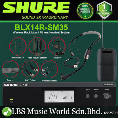 Shure BLX14R/SM35 Wireless Rack Mount SM35 Headset Cardioid Condenser Microphone System (BLX14R SM35)
